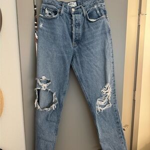 Agolde | High Rise Distressed Blue Jeans